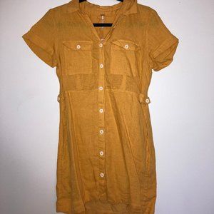 Free People Italian Love Story Yellow Shirt Dress NWT